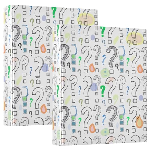 3 Ringbuch 1,5 Zoll, verspielte Fragezeichen, D-Ringbuch mit Klemmbrett, große 3 Ordner für Schule, Uni, Büro von RPLIFE