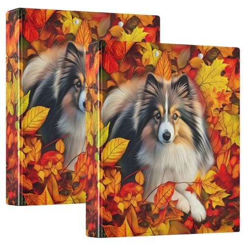 3-Ringbuch mit 3 Ringen, 3,8 cm, Hunde-Herbstblätter, D-Ringbuch mit Klemmbrett, große 3 Ordner für Schule, Uni, Büro von RPLIFE