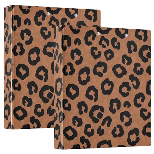 3-Ringbuch mit 3 Ringen, 3,8 cm, Leopardenmuster, Braun, D-Ringordner mit Klemmbrett, große 3 Ordner für Schule, Uni, Büro von RPLIFE