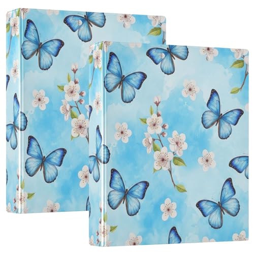 3-Ringbuch mit 3 Ringen, blaue Schmetterlinge, Kirschblüten, D-Ringbuch mit Klemmbrett, 3 große Ordner für Schule, Uni, Büro 3-Ringbuch mit 3 Ringen, blaue Schmetterlinge, Kirschblüten, D-Ringbuch mit Klemmbrett, 3 große Ordner für Schule, Uni, Büro von RPLIFE