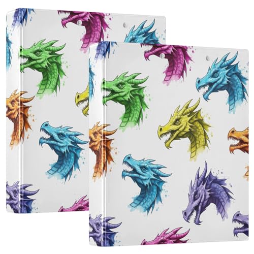 3-Ringbuch mit 3 Ringen, lebendiger Drache, weiß, D-Ringbücher mit Taschen, große 3-Ringbücher für Schule, Uni, Büro, 2 Stück 3-Ringbuch mit 3 Ringen, lebendiger Drache, weiß, D-Ringbücher mit Taschen, große 3-Ringbücher für Schule, Uni, Büro, 2 Stück von RPLIFE
