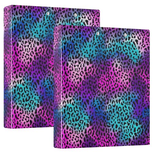 3-Ringbuch mit Leopardenhaut, 3,8 cm, flexibler D-Ringordner mit Taschen, 3-Ringbücher für Schule, Uni, Büro, Schwarz, Rosa, Lila, 2 Stück von RPLIFE