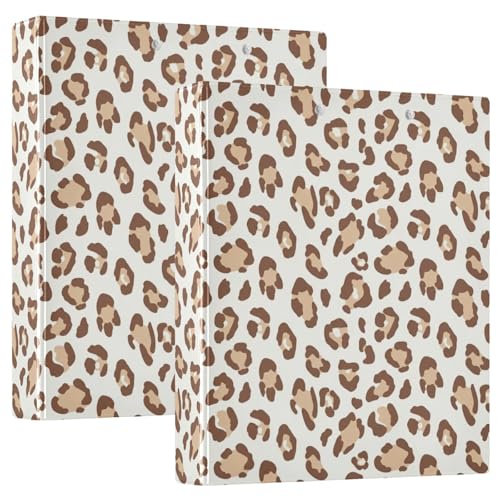 3-Ringbuch mit Leopardenmuster, weich, braun, beige, flexibler D-Ringordner mit Taschen, 3-Ringbücher für Schule, Uni, Büro von RPLIFE