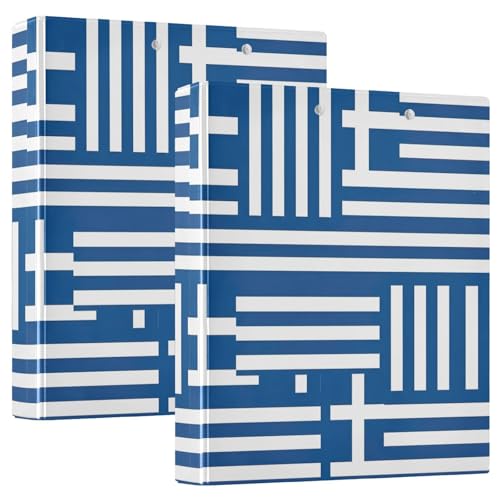 3-Ringbuch mit blau-weißen Streifen, 3,8 cm, D-Ringbuch mit Taschen, dekorative Ordner für Schule, Uni oder Büro, 2 Stück von RPLIFE