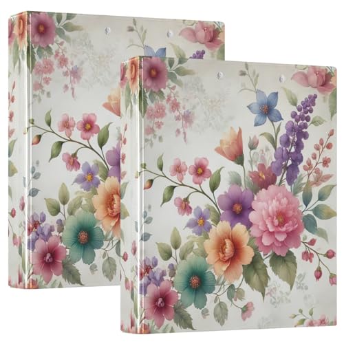 3-Ringbuch mit bunten Blumen, flexibler D-Ringordner mit Taschen, 3-Ringbücher für Schule, Uni, Büro, 2 Stück von RPLIFE