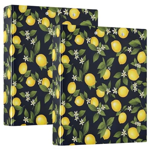 3-Ringbuch mit drei Ringen, 3,8 cm, leuchtend gelbe Zitronen, D-Ringbuch mit Taschen, dekorative Ordner für Schule, Uni oder Büro, 2 Stück 3-Ringbuch mit drei Ringen, 3,8 cm, leuchtend gelbe Zitronen, D-Ringbuch mit Taschen, dekorative Ordner für Schule, Uni oder Büro, 2 Stück von RPLIFE