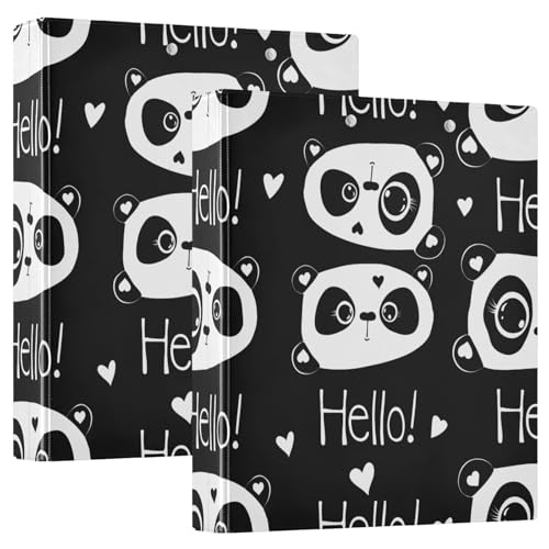 3-Ringbuch mit niedlichem Panda-Gesicht, 3,8 cm, flexibler D-Ringordner mit Taschen, 3-Ringbücher für Schule, Uni, Büro (2 Stück) von RPLIFE