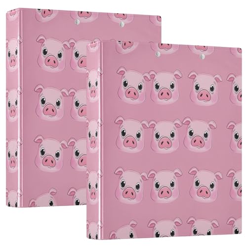 3-Ringbuch mit niedlichem Schweinegesicht, 3,8 cm, rosa D-Ringbuch mit Klemmbrett, große 3 Ordner für Schule, Uni, Büro von RPLIFE
