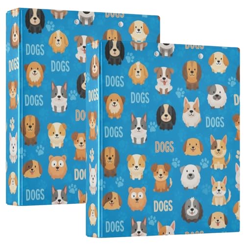 3-Ringbuch mit niedlichen Cartoon-Hunden, D-Ringbuch mit Taschen, dekorative Ordner für Schule, Uni oder Büro, 2 Stück von RPLIFE
