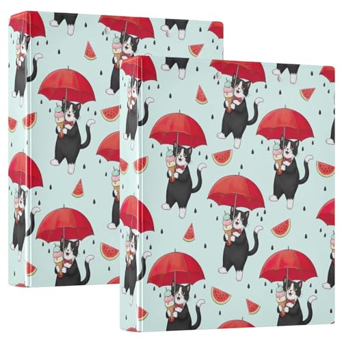 3-Ringbuch mit niedlicher Katze, Wassermelonen-Regenschirm, D-Ringbuch mit Klemmbrett, 3 große Ordner für Schule, Uni, Büro, 3,8 cm 3-Ringbuch mit niedlicher Katze, Wassermelonen-Regenschirm, D-Ringbuch mit Klemmbrett, 3 große Ordner für Schule, Uni, Büro, 3,8 cm von RPLIFE