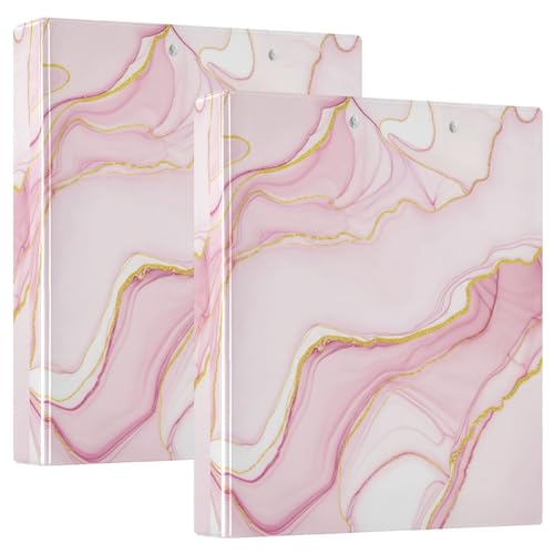 Abstrakter Marmor Blush Pink 3-Ringbuch, flexibler D-Ringordner mit Taschen, 3-Ringbücher für Schule, Uni, Büro (2 Stück) von RPLIFE