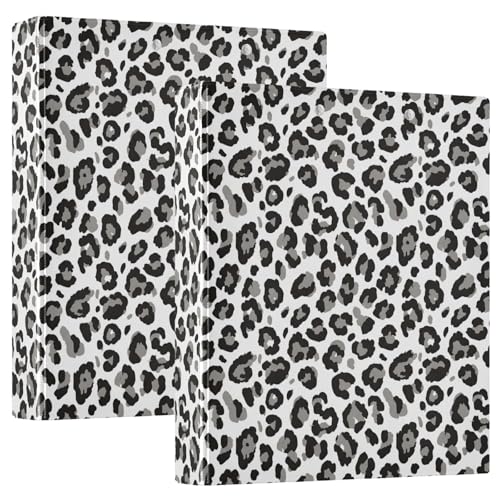Abstraktes schwarz-graues Leopardenmuster, 3 Ringordner, 3,8 cm, flexible D-Ringbücher mit Taschen, 3-Ringbücher für Schule, Uni, Büro Abstraktes schwarz-graues Leopardenmuster, 3 Ringordner, 3,8 cm, flexible D-Ringbücher mit Taschen, 3-Ringbücher für Schule, Uni, Büro von RPLIFE