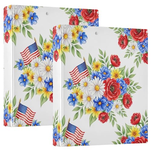 Aquarell-Blumenstrauß, rot, 3,8 cm, 3-Ringbuch, flexibler D-Ringordner mit Taschen, 3-Ringbücher für Schule, Uni, Büro, 2 Stück von RPLIFE