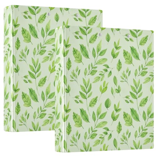 Aquarell-Grüne Blätter, 3-Ringbuch, D-Ringbuch mit Taschen, dekorative Ordner für Schule, Uni oder Büro, 2 Stück von RPLIFE