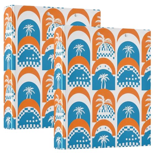Arch Palm Trees Drei-Ringbuch, flexibler D-Ringordner mit Taschen, 3-Ringbücher für Schule, Uni, Büro (2 Stück) von RPLIFE