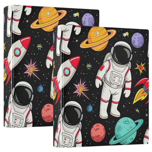 Astronauts 3,8 cm 3-Ringbuch, flexible D-Ringbücher mit Taschen, 3-Ringbücher für Schule, Uni, Büro von RPLIFE