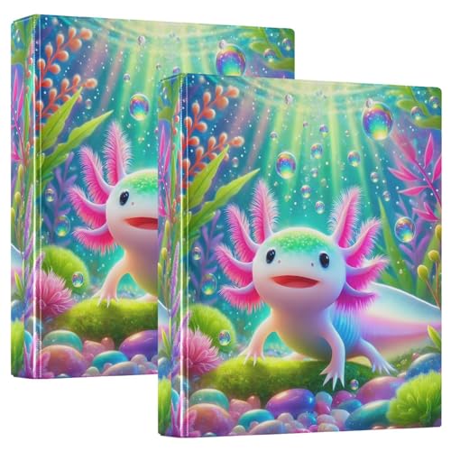 Axolotl Drei-Ringbuch, flexibel, mit Taschen, 3-Ringbücher für Schule, Uni, Büro, 2 Stück von RPLIFE