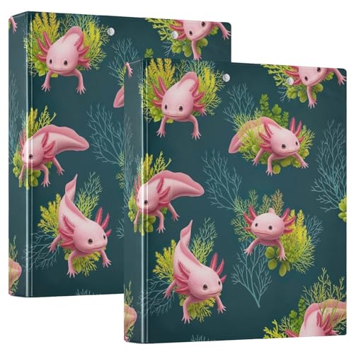 Axolotls D-Ringbuch mit Klemmbrett, 3 Ringbücher mit 3 Ringen, für Schule, Uni, Büro von RPLIFE