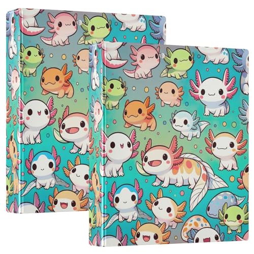 Axolotls Ringbuch mit 3 Ringen, süße D-Ringbücher mit Taschen, große 3-Ringbücher für Schule, Uni, Büro, 2 Stück Axolotls Ringbuch mit 3 Ringen, süße D-Ringbücher mit Taschen, große 3-Ringbücher für Schule, Uni, Büro, 2 Stück von RPLIFE