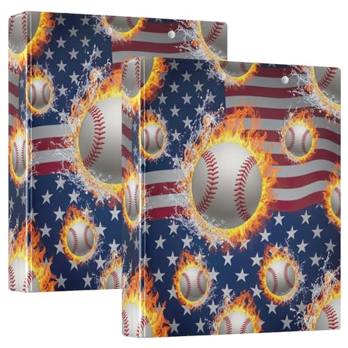 Baseball Fire 3-Ringbuch, flexibler D-Ringordner mit Taschen, 3-Ringbücher für Schule, Uni, Büro von RPLIFE
