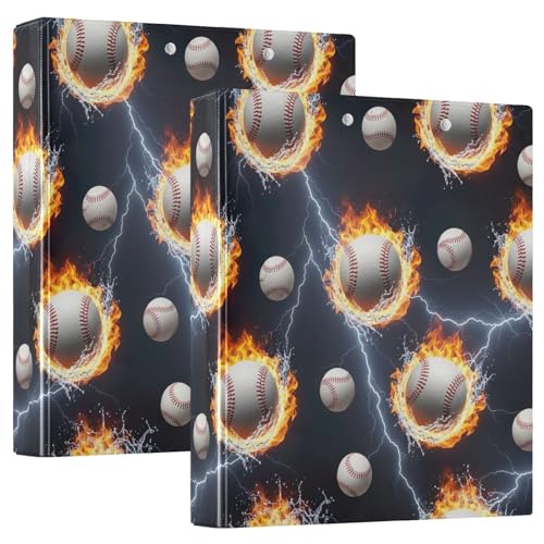 Baseballs Splashes Water Flames 3-Ringbuch, D-Ringbuch mit Klemmbrett, große 3 Ordner für Schule, Uni, Büro (2 Stück) von RPLIFE