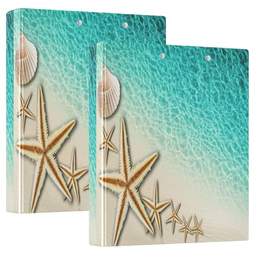 Beach Seestern Teal 3-Ringbuch 3,8 cm, D-Ringbuch mit Klemmbrett, große 3 Ordner für Schule, Uni, Büro (2 Stück) von RPLIFE