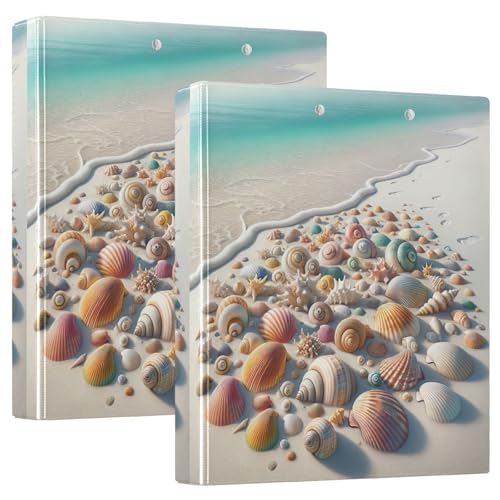 Beach Shells Drei-Ringbuch, flexibler D-Ringordner mit Taschen, 3-Ringbücher für Schule, Uni, Büro (2 Stück) von RPLIFE