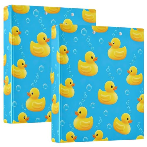 Bedrucktes 3-Ringbuch, 3,8 cm, D-Ringbuch mit Taschen, dekorative Ordner für Schule, Uni oder Büro, gelbe Enten Blasen, Blau Bedrucktes 3-Ringbuch, 3,8 cm, D-Ringbuch mit Taschen, dekorative Ordner für Schule, Uni oder Büro, gelbe Enten Blasen, Blau von RPLIFE