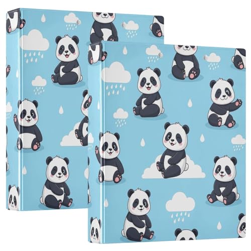 Bedrucktes 3-Ringbuch, 3,8 cm, D-Ringbuch mit Taschen, dekorative Ordner für Schule, Uni oder Büro, niedliche Cartoon-Pandas, Blau Bedrucktes 3-Ringbuch, 3,8 cm, D-Ringbuch mit Taschen, dekorative Ordner für Schule, Uni oder Büro, niedliche Cartoon-Pandas, Blau von RPLIFE
