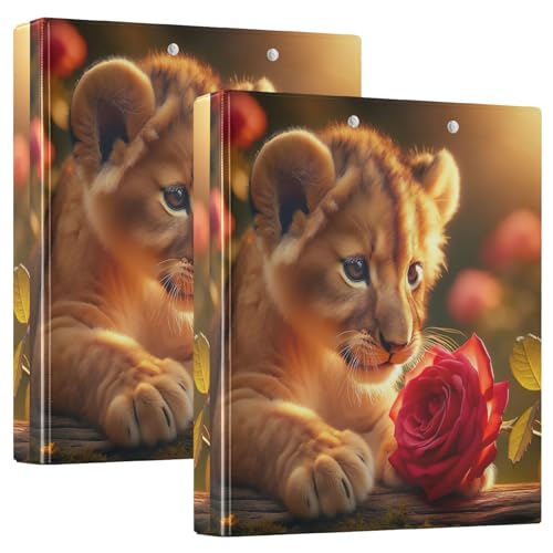 Bedrucktes 3-Ringbuch, 3,8 cm, D-Ringbuch mit Taschen, dekorative Ordner für Schule, Uni oder Büro, niedlicher Tiger, rote Rose Bedrucktes 3-Ringbuch, 3,8 cm, D-Ringbuch mit Taschen, dekorative Ordner für Schule, Uni oder Büro, niedlicher Tiger, rote Rose von RPLIFE