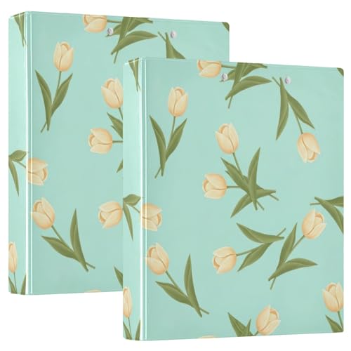 Bedrucktes 3-Ringbuch, D-Ringbuch mit Taschen, 3,8 cm, dekorative Ordner für Schule, Uni oder Büro, cremegelb, Tulpen, Blumen, Grün Bedrucktes 3-Ringbuch, D-Ringbuch mit Taschen, 3,8 cm, dekorative Ordner für Schule, Uni oder Büro, cremegelb, Tulpen, Blumen, Grün von RPLIFE
