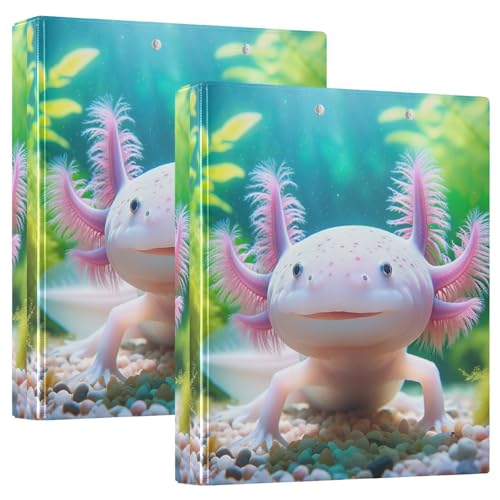 Bedrucktes 3-Ringbuch, D-Ringbuch mit Taschen, dekorative Ordner für Schule, Uni oder Büro, Axolotl süßes Tier Bedrucktes 3-Ringbuch, D-Ringbuch mit Taschen, dekorative Ordner für Schule, Uni oder Büro, Axolotl süßes Tier von RPLIFE
