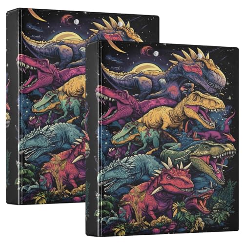 Bedrucktes 3-Ringbuch, D-Ringbuch mit Taschen, dekorative Ordner für Schule, Uni oder Büro, Dinosaurier-Design von RPLIFE