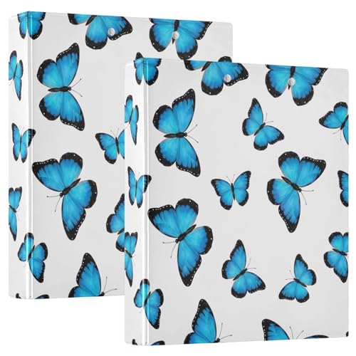 Bedrucktes 3-Ringbuch, D-Ringbuch mit Taschen, dekorative Ordner für Schule, Uni oder Büro, bemalte blaue Schmetterlinge Bedrucktes 3-Ringbuch, D-Ringbuch mit Taschen, dekorative Ordner für Schule, Uni oder Büro, bemalte blaue Schmetterlinge von RPLIFE