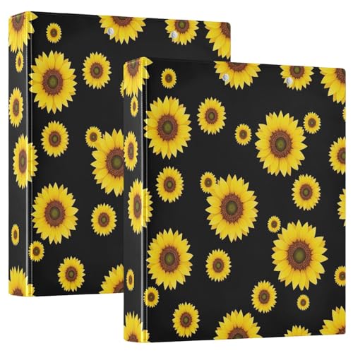 Bedrucktes 3-Ringbuch, D-Ringbuch mit Taschen, dekorative Ordner für Schule, Uni oder Büro, gelbe Sonnenblumen, Schwarz Bedrucktes 3-Ringbuch, D-Ringbuch mit Taschen, dekorative Ordner für Schule, Uni oder Büro, gelbe Sonnenblumen, Schwarz von RPLIFE