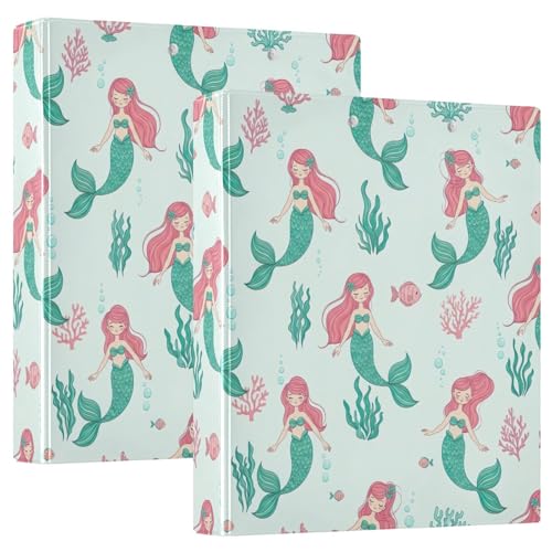 Bedrucktes 3-Ringbuch, D-Ringbuch mit Taschen, dekorative Ordner für Schule, Uni oder Büro, niedliche Meerjungfrauen, Grün Bedrucktes 3-Ringbuch, D-Ringbuch mit Taschen, dekorative Ordner für Schule, Uni oder Büro, niedliche Meerjungfrauen, Grün von RPLIFE
