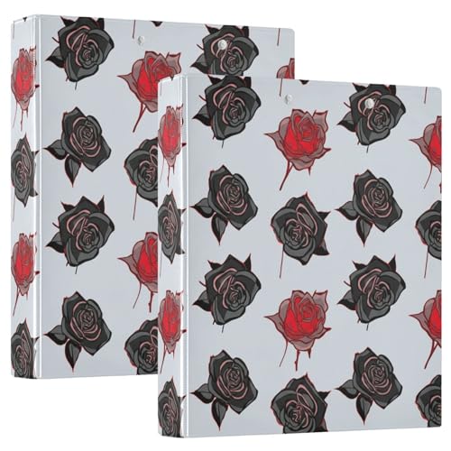 Bedrucktes 3-Ringbuch, D-Ringbuch mit Taschen, dekorative Ordner für Schule, Uni oder Büro, schwarze rote Rosen Bedrucktes 3-Ringbuch, D-Ringbuch mit Taschen, dekorative Ordner für Schule, Uni oder Büro, schwarze rote Rosen von RPLIFE