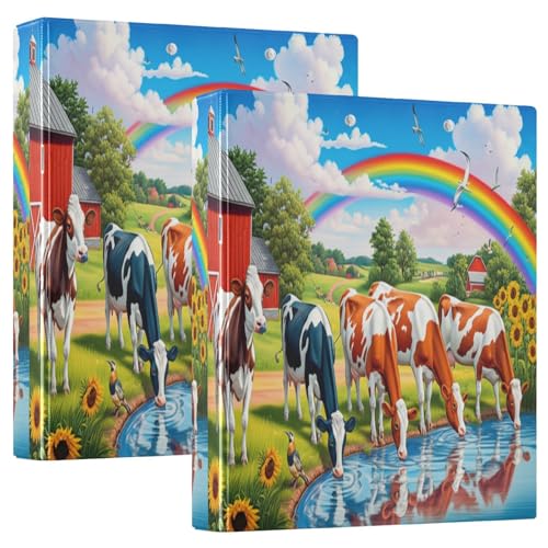 Bedrucktes 3-Ringbuch mit 3 Ringen, 3,8 cm, D-Ringbuch mit Taschen, dekorative Ordner für Schule, Uni oder Büro, Kühe Regenbogenblauer Himmel Bedrucktes 3-Ringbuch mit 3 Ringen, 3,8 cm, D-Ringbuch mit Taschen, dekorative Ordner für Schule, Uni oder Büro, Kühe Regenbogenblauer Himmel von RPLIFE