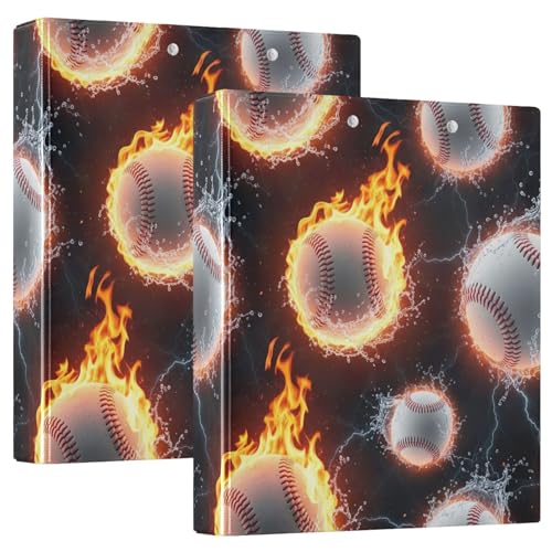 Bedrucktes 3-Ringbuch mit 3 Ringen, D-Ringbuch mit Taschen, dekorative Ordner für Schule, Uni oder Büro, Baseballs Feuer Wasser Bedrucktes 3-Ringbuch mit 3 Ringen, D-Ringbuch mit Taschen, dekorative Ordner für Schule, Uni oder Büro, Baseballs Feuer Wasser von RPLIFE