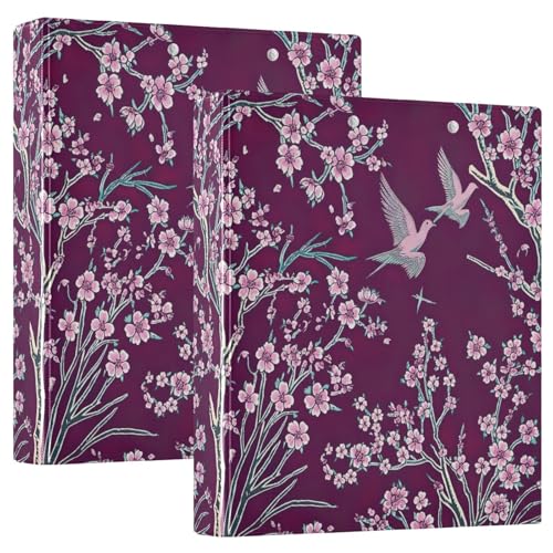 Bedrucktes 3-Ringbuch mit 3 Ringen, D-Ringbuch mit Taschen, dekorative Ordner für Schule, Uni oder Büro, bunte Blumenvögel, Dunkelviolett Bedrucktes 3-Ringbuch mit 3 Ringen, D-Ringbuch mit Taschen, dekorative Ordner für Schule, Uni oder Büro, bunte Blumenvögel, Dunkelviolett von RPLIFE
