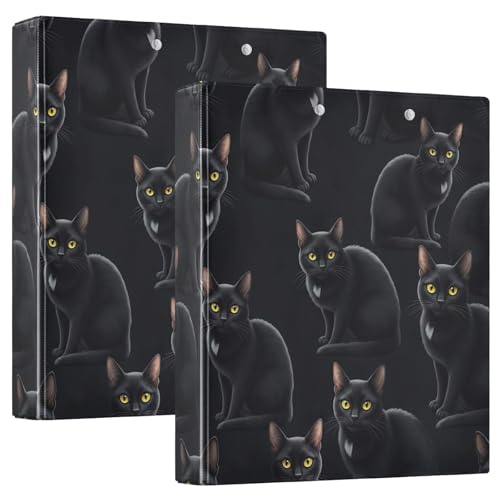 Bedrucktes 3-Ringbuch mit 3 Ringen, D-Ringbuch mit Taschen, dekorative Ordner für Schule, Uni oder Büro, schwarze Katzen, gelbe Augen Bedrucktes 3-Ringbuch mit 3 Ringen, D-Ringbuch mit Taschen, dekorative Ordner für Schule, Uni oder Büro, schwarze Katzen, gelbe Augen von RPLIFE