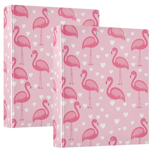 Bedrucktes Drei-Ringbuch, 3,8 cm, D-Ringbuch mit Taschen, dekorative Ordner für Schule, Uni oder Büro, niedliche rosa Flamingos von RPLIFE