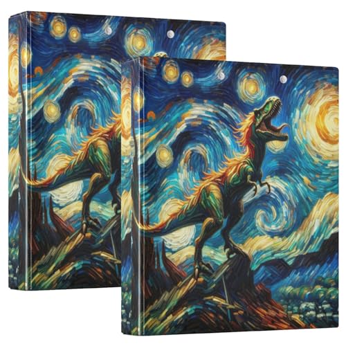 Bedrucktes Drei-Ringbuch, D-Ringbuch mit Taschen, dekorative Ordner für Schule, Uni oder Büro, Roar Dinosaurier, Sternennacht Bedrucktes Drei-Ringbuch, D-Ringbuch mit Taschen, dekorative Ordner für Schule, Uni oder Büro, Roar Dinosaurier, Sternennacht von RPLIFE