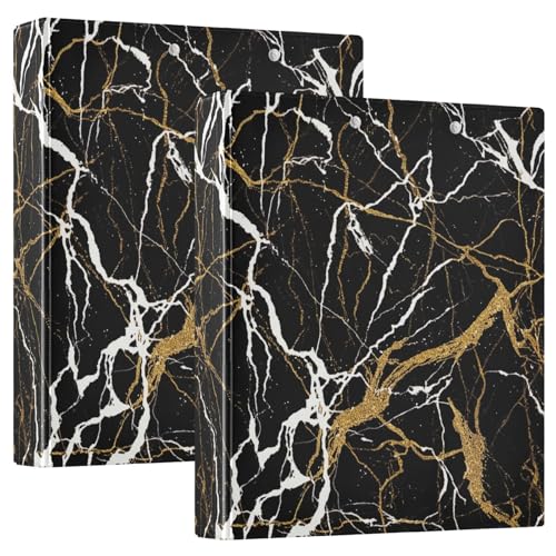 Bedrucktes Drei-Ringbuch, D-Ringbuch mit Taschen, dekorative Ordner für Schule, Uni oder Büro, schwarzer Marmor, Gold Bedrucktes Drei-Ringbuch, D-Ringbuch mit Taschen, dekorative Ordner für Schule, Uni oder Büro, schwarzer Marmor, Gold von RPLIFE