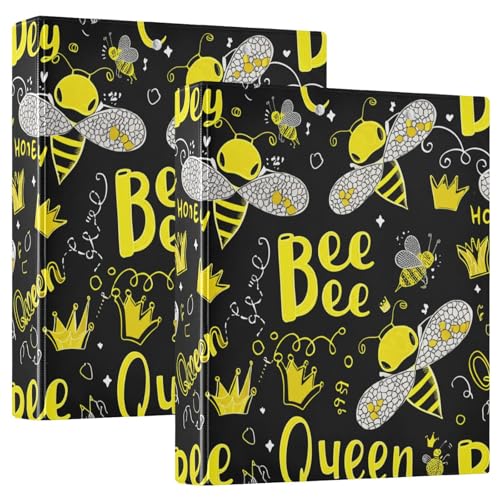 Bees 3-Ringbuch, D-Ringbuch mit Klemmbrett, 3 große Ordner für Schule, Uni, Büro, Lebendiges Gelb / Schwarz, 2 Stück von RPLIFE