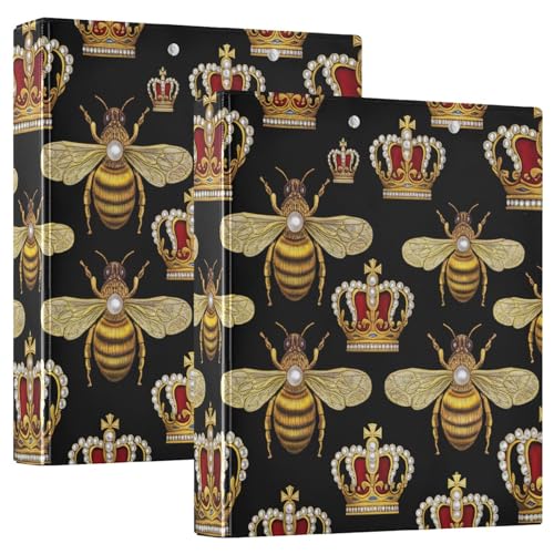 Bees Royal Crowns 3-Ringbuch, D-Ringbuch mit Klemmbrett, 3 große Ordner für Schule, Uni, Büro, Schwarz, 3 Stück Bees Royal Crowns 3-Ringbuch, D-Ringbuch mit Klemmbrett, 3 große Ordner für Schule, Uni, Büro, Schwarz, 3 Stück von RPLIFE