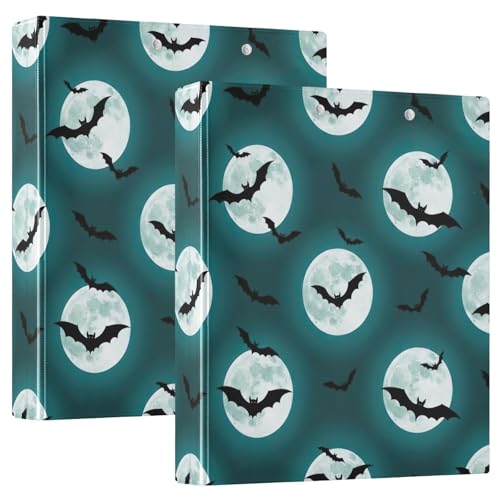Black Bats Moon Teal 3-Ringbuch 3,8 cm, flexibler D-Ringordner mit Taschen, 3-Ringbücher für Schule, Uni, Büro Black Bats Moon Teal 3-Ringbuch 3,8 cm, flexibler D-Ringordner mit Taschen, 3-Ringbücher für Schule, Uni, Büro von RPLIFE