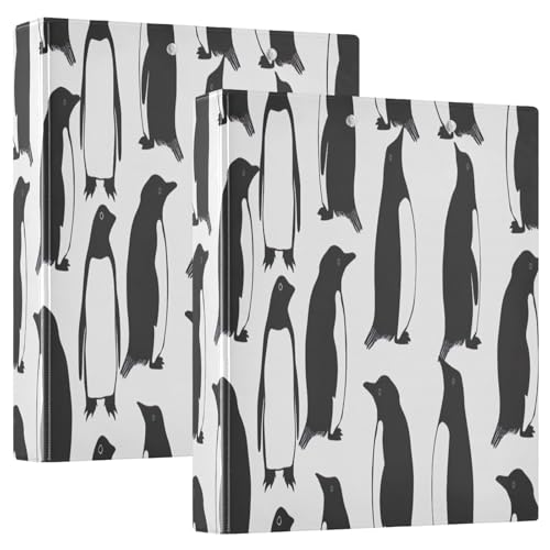 Black Penguins 3-Ringbuch, 3,8 cm, flexibler D-Ringordner mit Taschen, 3-Ringbücher für Schule, Uni, Büro (2 Stück) von RPLIFE