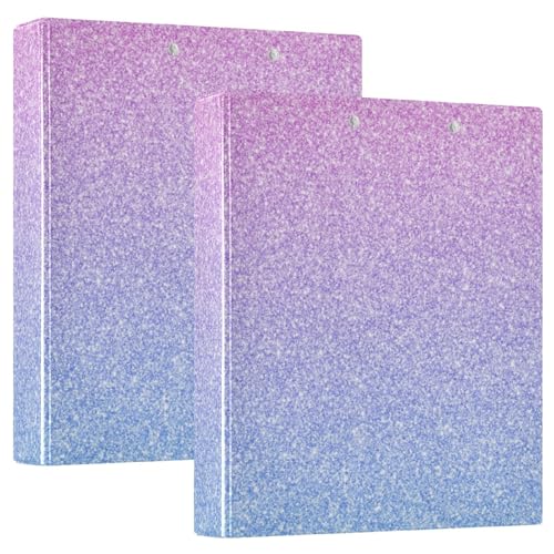 Blau-rosa Glitzer-Ordner, 3,8 cm, 3 Ringe, D-Ringbinder, flexibler Ordner, Kunststoffordner, 3-Ringbuch mit Taschen (2 Stück) von RPLIFE
