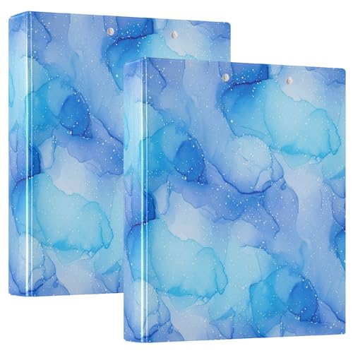 Blaue Aquarell-Farbverläufe, 3,8 cm, 3-Ringbuch, D-Ringordner mit Klemmbrett, große 3 Ordner für Schule, Uni, Büro (2 Stück) von RPLIFE